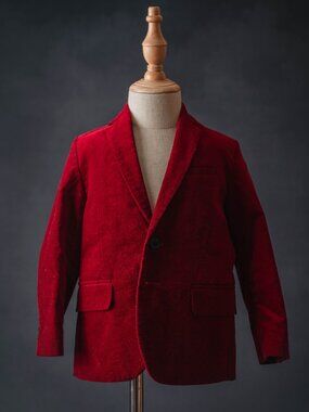 H&M boys red velvet blazer, size 3/4